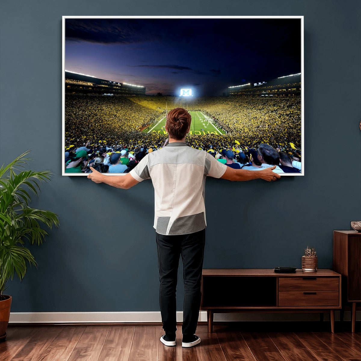 University of Michigan Wolverines Football Team Print, Ann Arbor, Extra Large Game Room Wall Decor