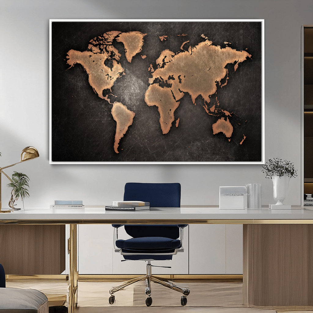 World Map Canvas Print | Framed Travel Map Wall Art for Couples