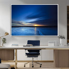 Blue Sunset Ocean Canvas Wall Art Print | Serene Coastal Horizon