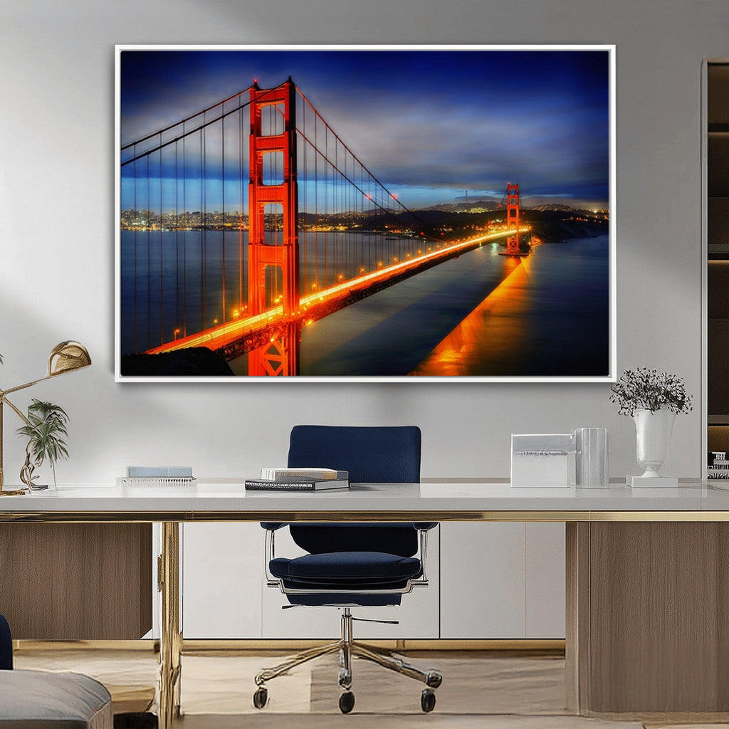 Large Wall Art San Francisco Canvas Print - Wonderful Golden Gate Bridge at Twilight