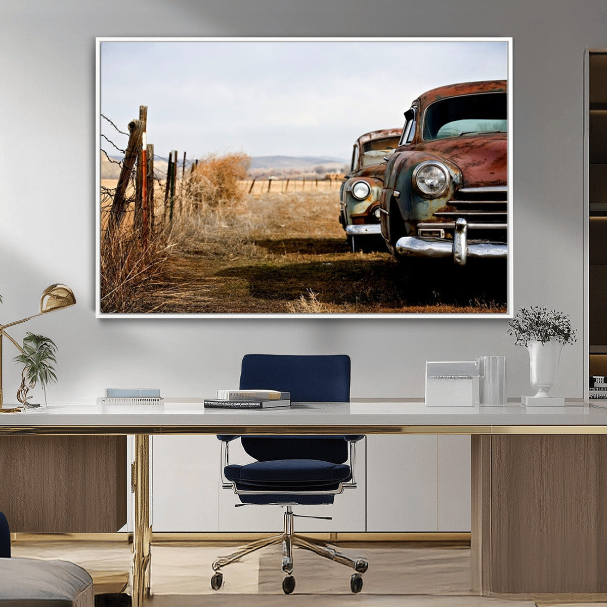 Old Rustic Classic Car Wall Art Canvas Print