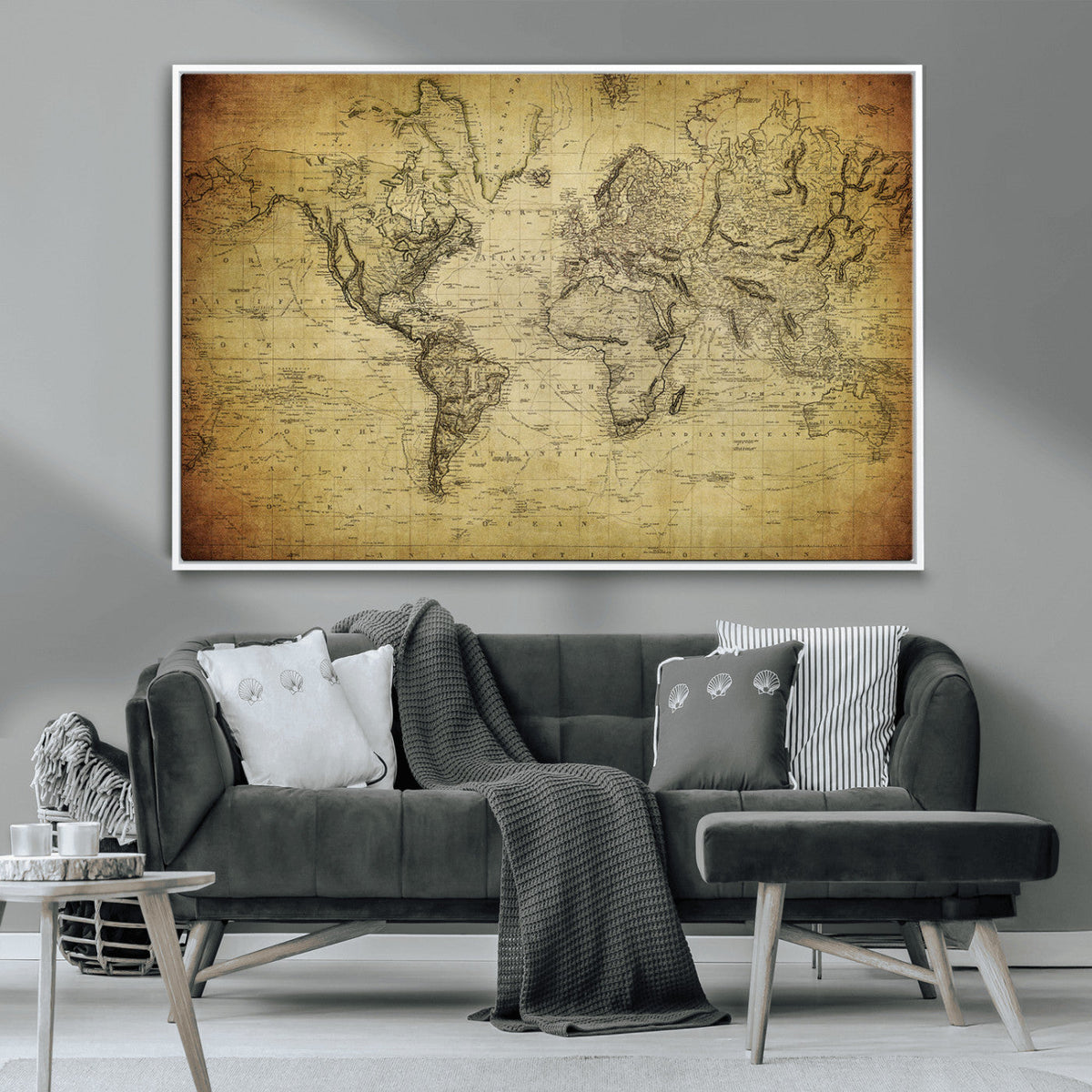 Push Pin World Map Canvas Print | Travel Tracker Wall Art