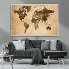 Push Pin World Map Canvas Print | Framed Travel Tracker Wall Art