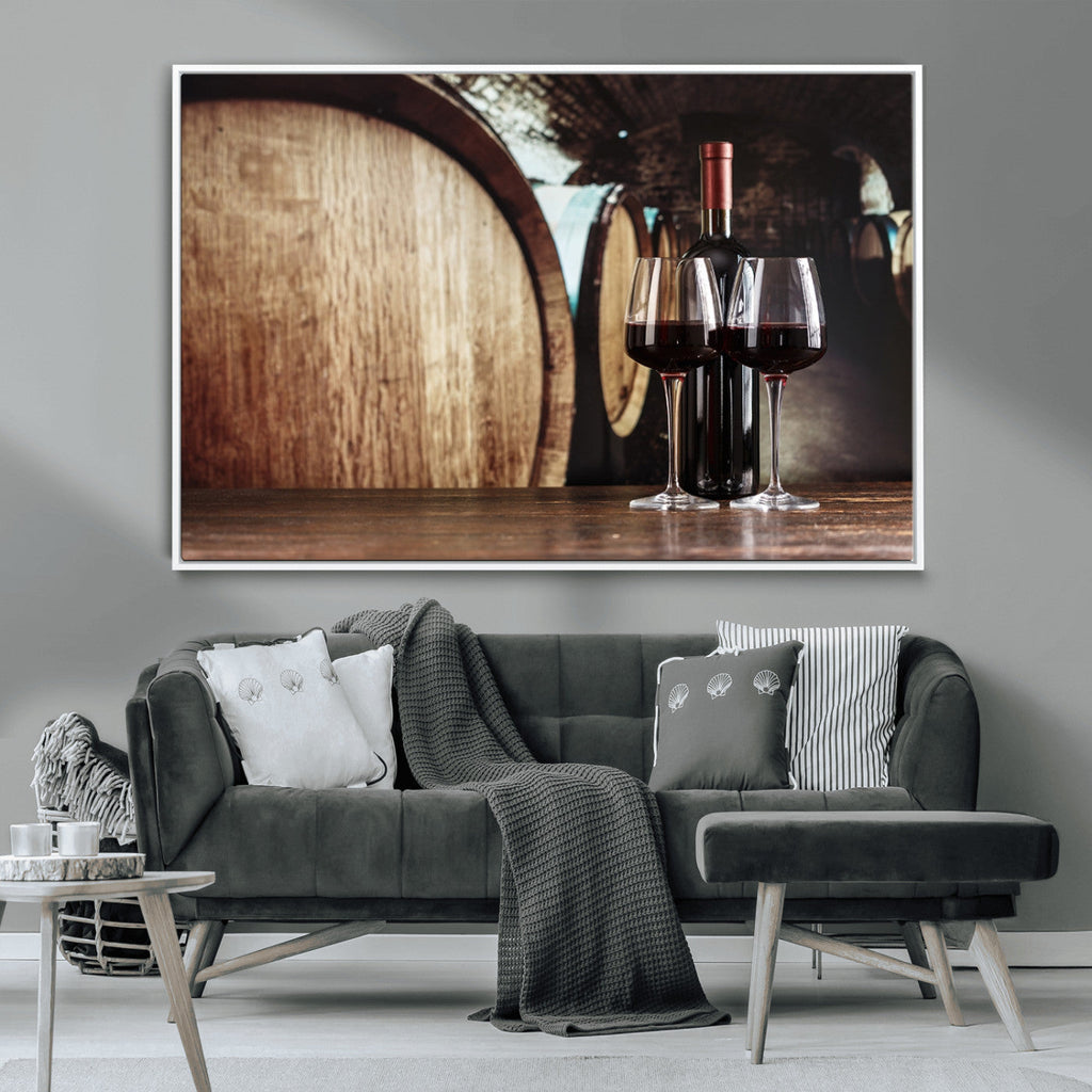 Wine and Barrel Wall Art Canvas Print