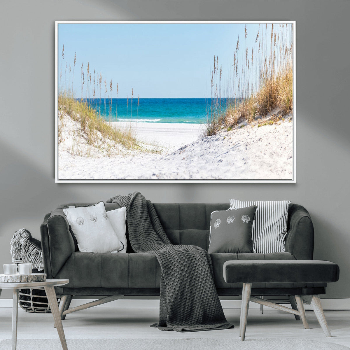 Serene Coastal Dune Path with Ocean View, 3-Panel Beach Canvas Wall Art