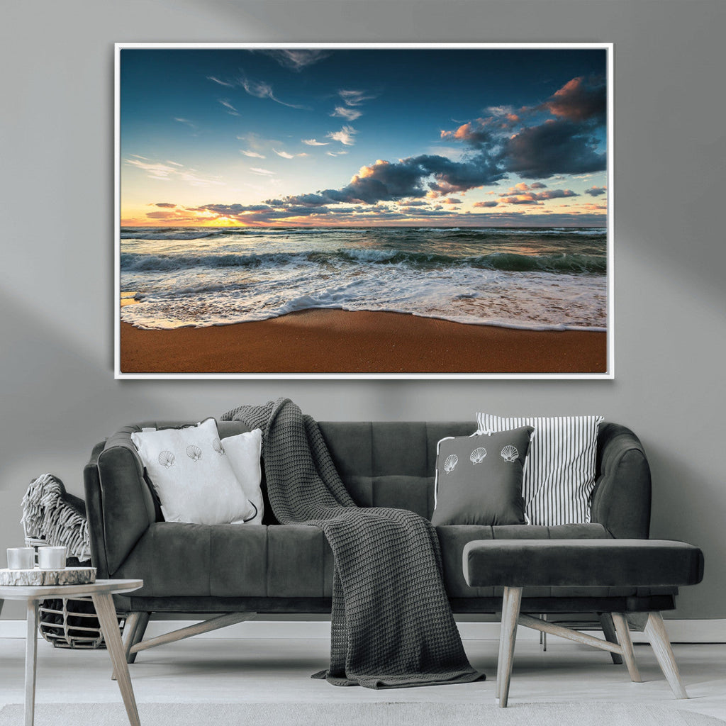 Ocean Beach Wall Art Canvas Print Sunset Artwork Print