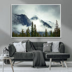 Mountain Mist Canvas Wall Art Print | 3-Panel Foggy Forest and Mountain Landscape