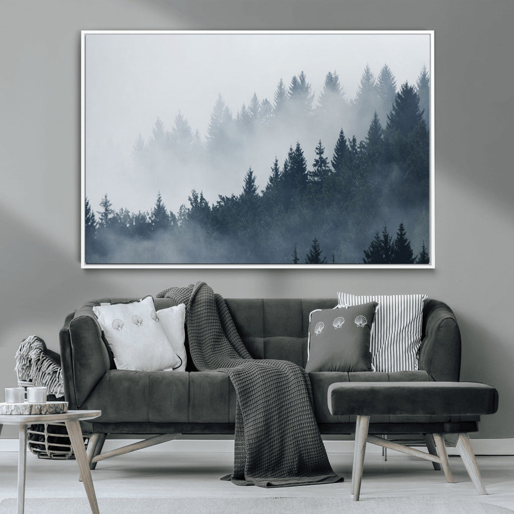 Foggy Pine Forest Wall Art Canvas Print
