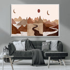Boho Wall Art Canvas Print Set | Mid-Century Bohemian Wall Artwork, Boho Neutral