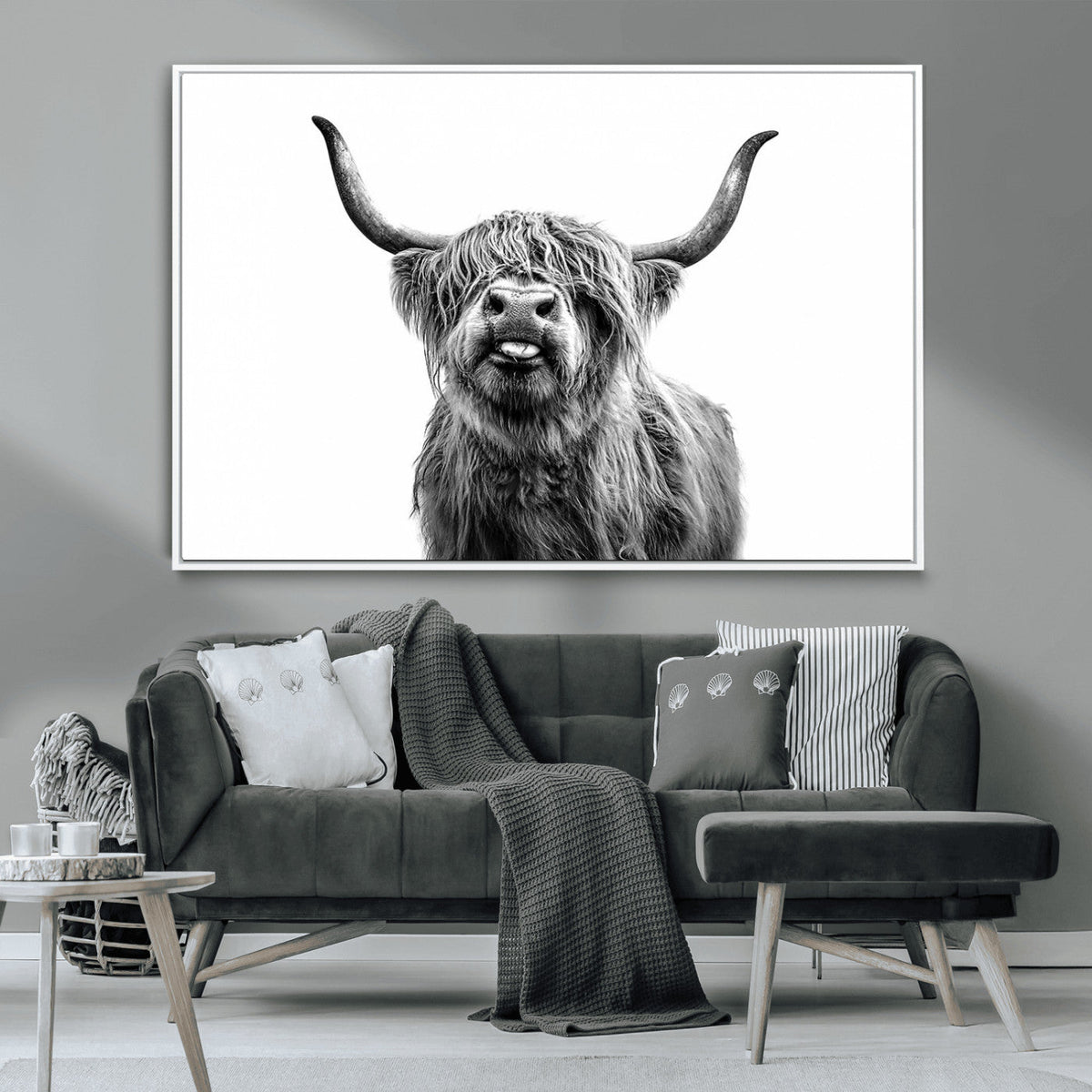 Fanny Scottish Highland Cow Cattle Art Print Farmhouse Wall Art Canvas Print
