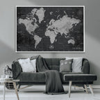 World Map Canvas Print, Detailed Map of the World Wall Art for Home or Office