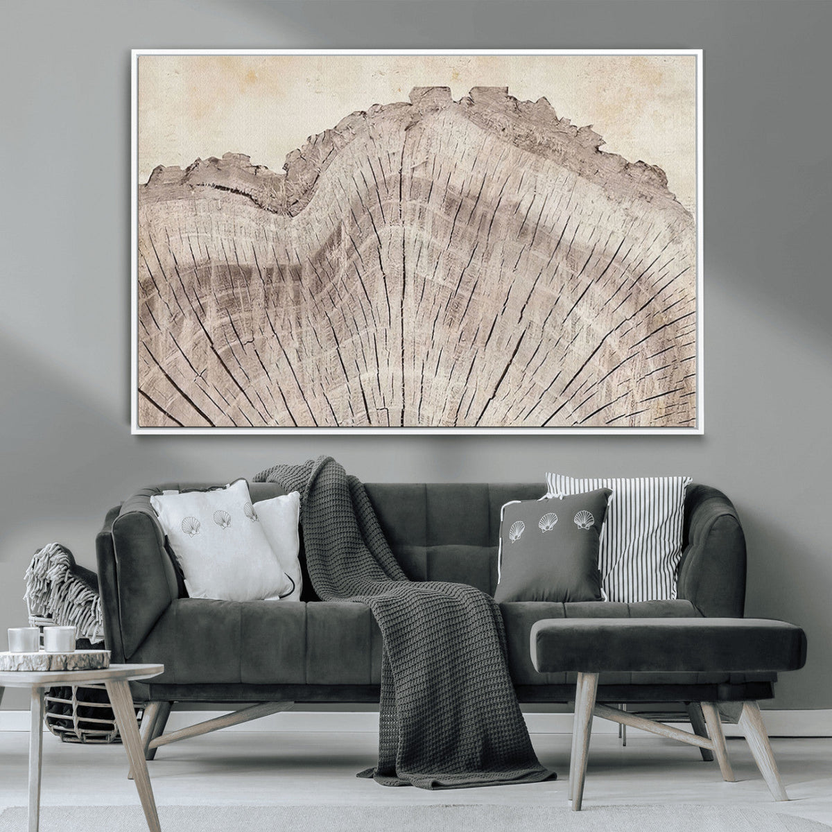 Tree Ring Wall Art Triptych, Rustic Wood Ring Canvas Print