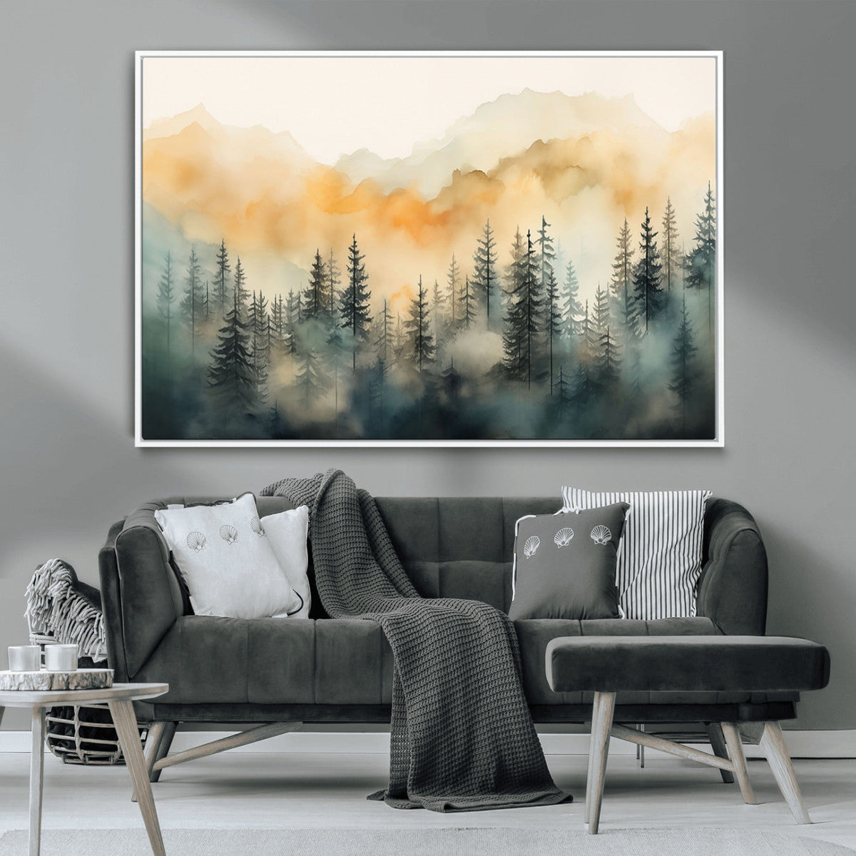 Abstract Forest Print | Mountain Wall Art | Autumn Landscape Canvas Print