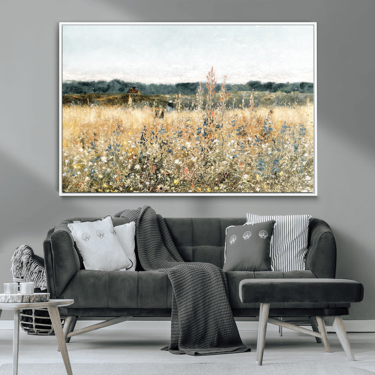 Wildflower Field Wall Art Canvas | Nature-Inspired Landscape Canvas Print for Living Room or Office