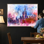 Disney Wall Art: Dreamy Watercolor Cinderella Castle Canvas Print