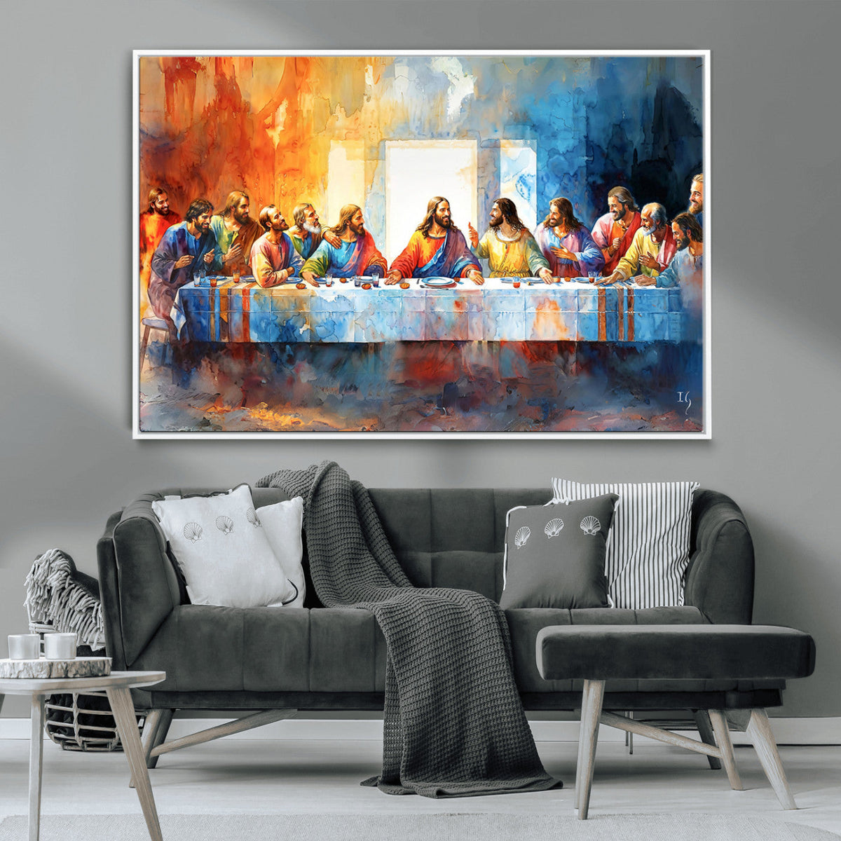 Abstract Watercolor The Last Supper Wall Art