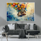 UP-Inspired Floating House with Balloons Canvas Art | Colorful Wall Decor