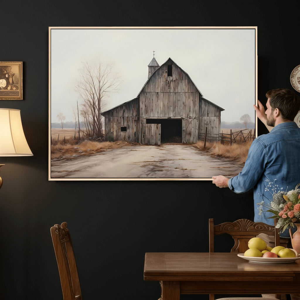 Farmhouse Rustic Barn Wall Art Canvas Print, Framed and Ready to Hang