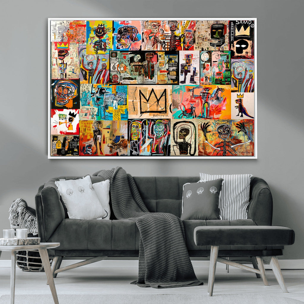 Abstract Art Collage Wall Art Canvas Print, Urban Graffiti Style