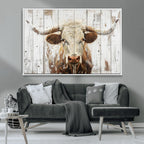 Rustic Longhorn Bull Wall Art Canvas Set