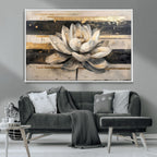 Lotus Flower Wall Art | Framed Abstract Floral Canvas