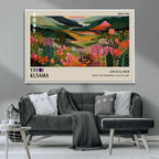 Yayoi Kusama Abstract Print, Vibrant Floral Mountain Art