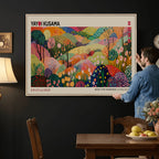 Framed Yayoi Kusama 1986 Wall Art Print | Japanese Wabi Sabi Vibrant Abstract Landscape Canvas