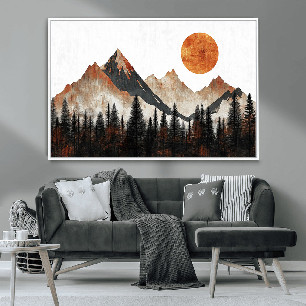 Modern Abstract Mountain Canvas Wall Art Print