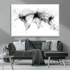 Abstract World Map Wall Art | Framed Geometric Line Canvas