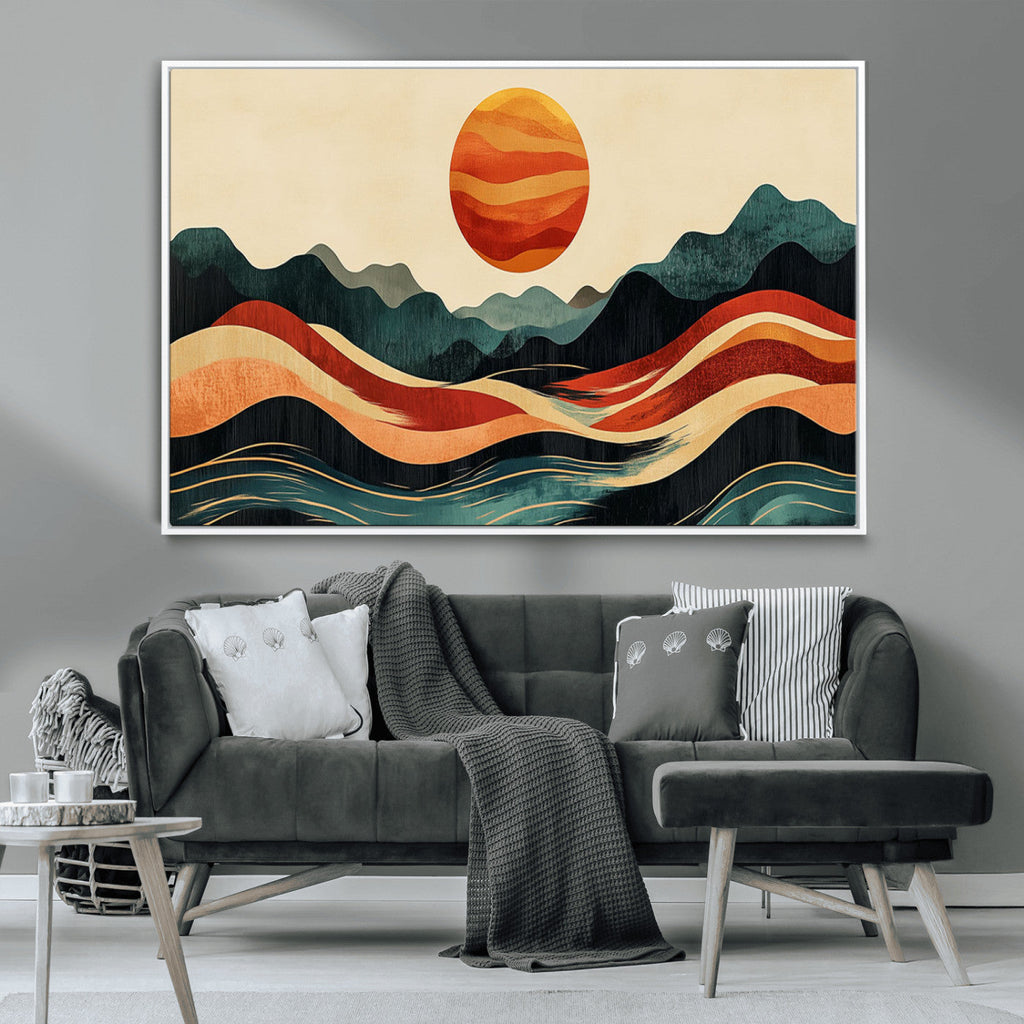 Mountain Triptych Wall Art Canvas Print | Western Boho Pine Tree Nature Print