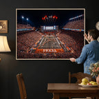 Texas Stadium Night Game Wall Art Canvas Print, Vibrant Football Fireworks Scene