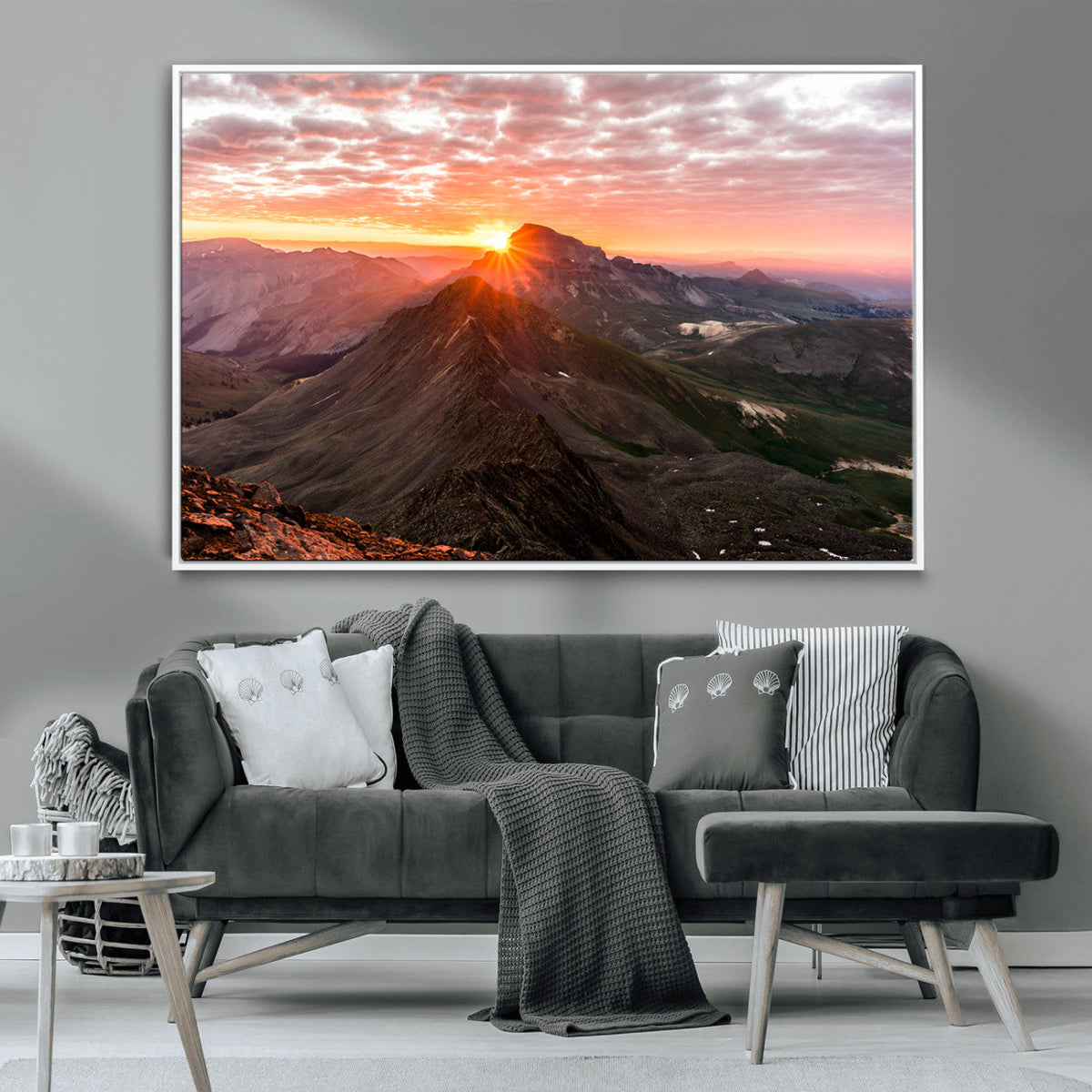 Mountain Sunrise Wall Art | Framed Alpine Ridge Canvas