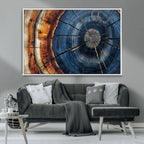 Framed Abstract Tree Ring Wall Art Print, Natural Rustic Wood Grain Canvas Print