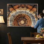 Tree Rings Wall Art Canvas Print, Rustic Wood Grain