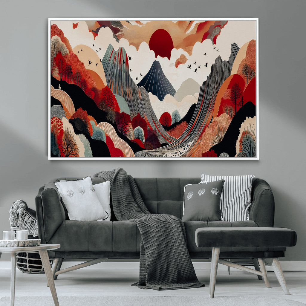 Abstract Mountain Wall Art Canvas Print | Vibrant Stylized Landscape