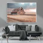 Rustic Barn Wall Art Canvas Print, Framed Wheat Field Scene