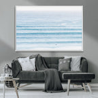Ocean Wave Surfer Wall Art | Framed Minimal Seascape Canvas