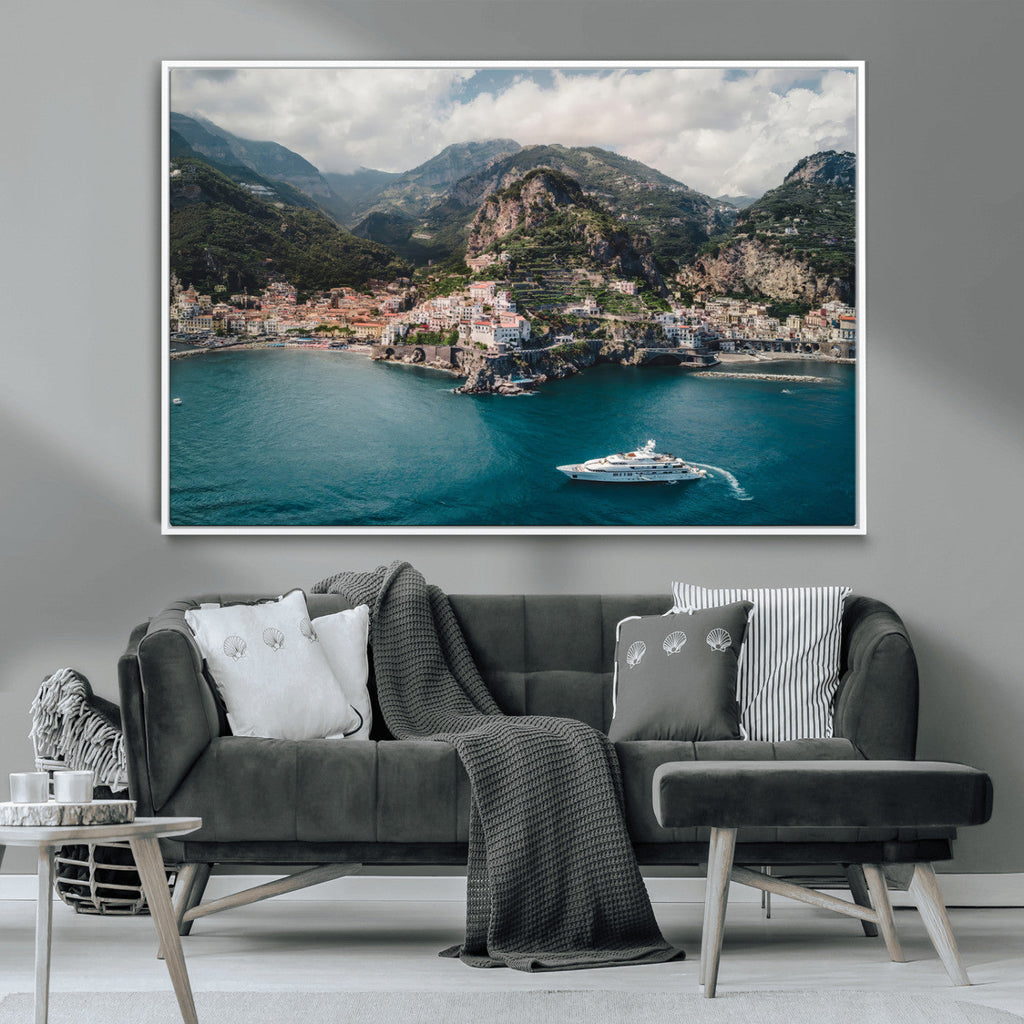 Amalfi Coast Wall Art | Framed Italian Seaside Canvas