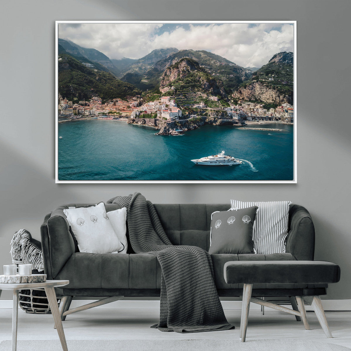 Amalfi Coast Wall Art | Framed Italian Seaside Canvas