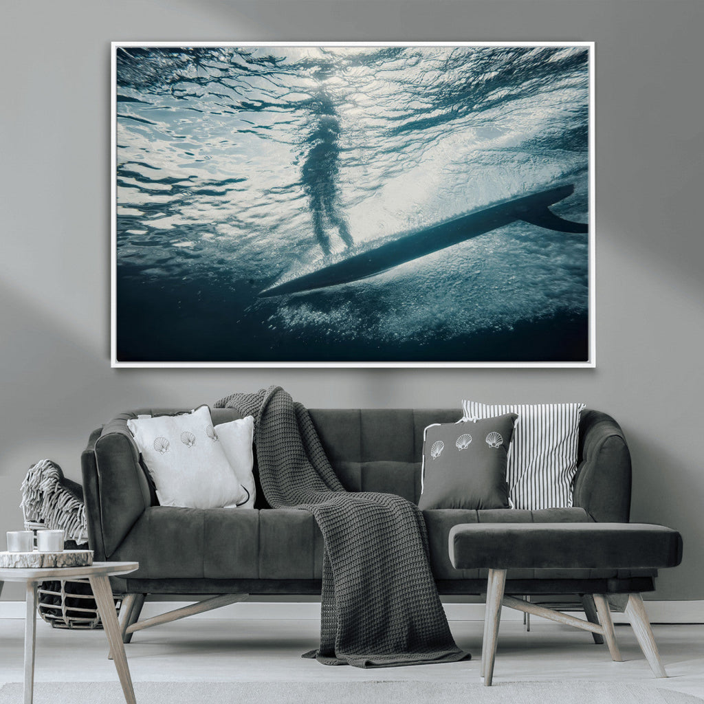 Underwater Surf Wall Art | Framed Ocean Wave Canvas Artwork