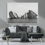 Coastal Wall Art | Framed Black White Ocean Canvas Artwork