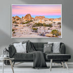 Vibrant Sunset Sky Wall Art Canvas Print, Framed Joshua Tree Desert Artwork