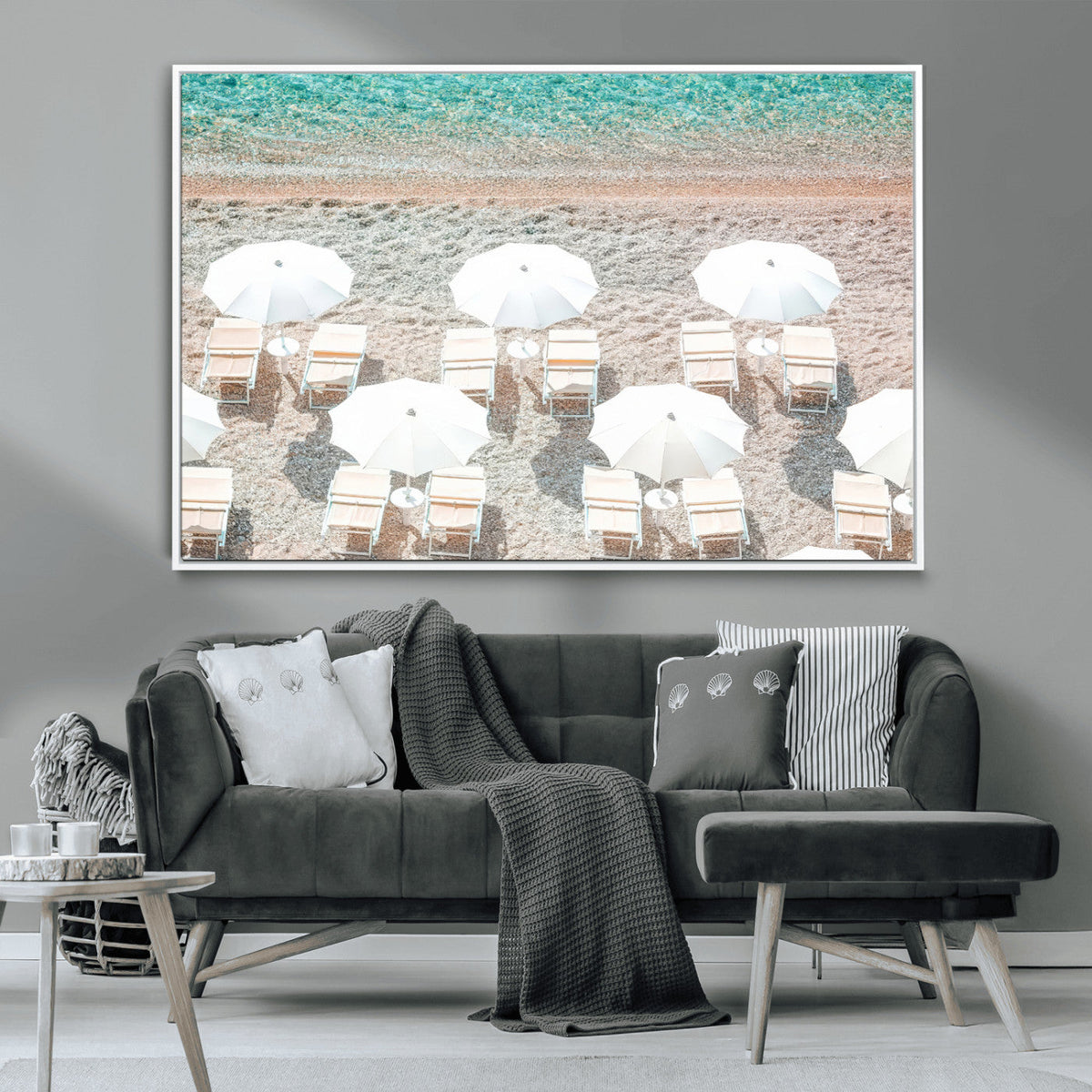 Calm Beach Wall Art | Framed Turquoise Water Canvas Artwork