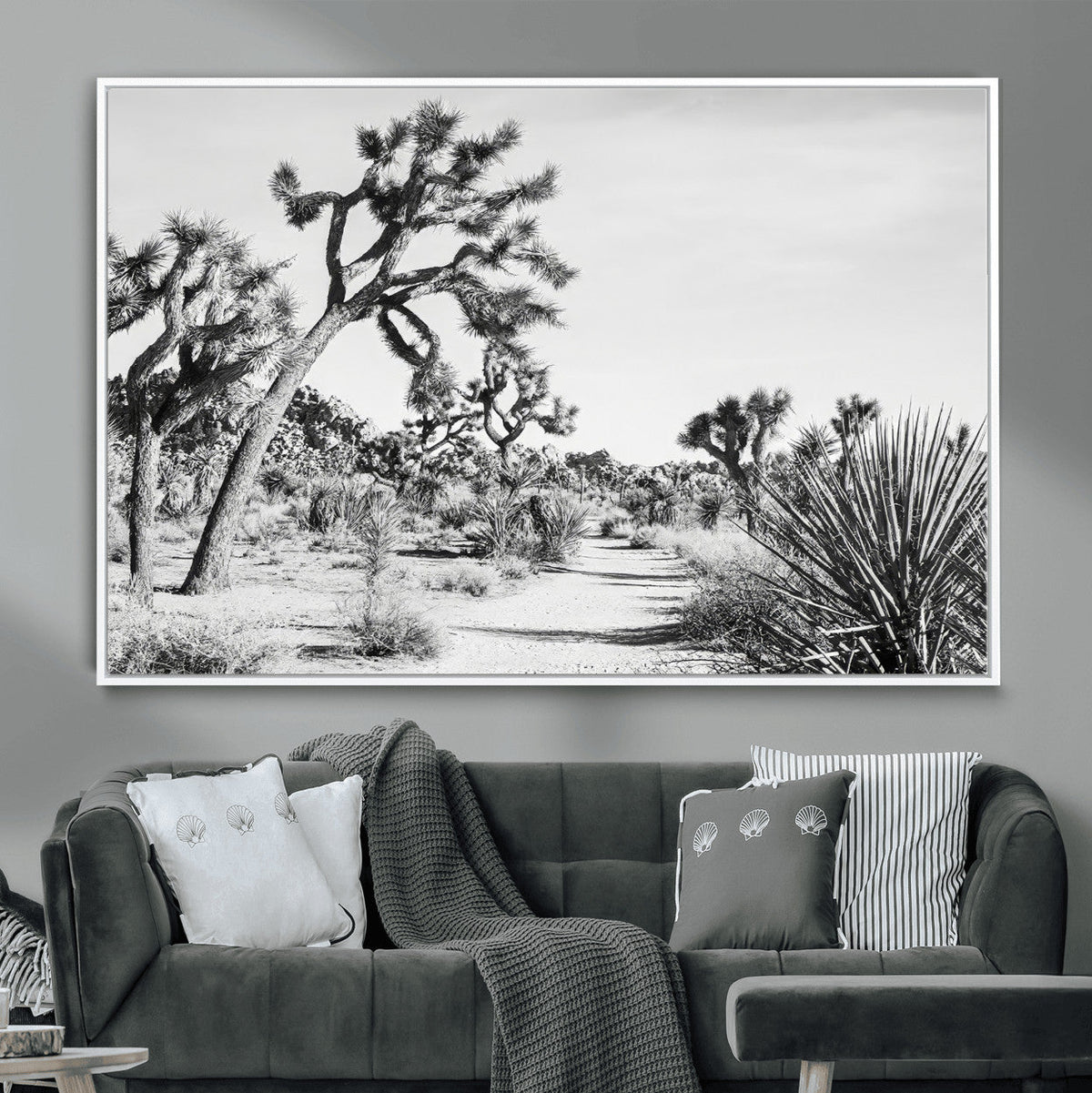 Joshua Tree Wall Art | Black & White Canvas Print, Nature Serenity Decor
