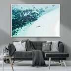 Minimal Beach Wall Art | Framed Ocean Swimming Canvas