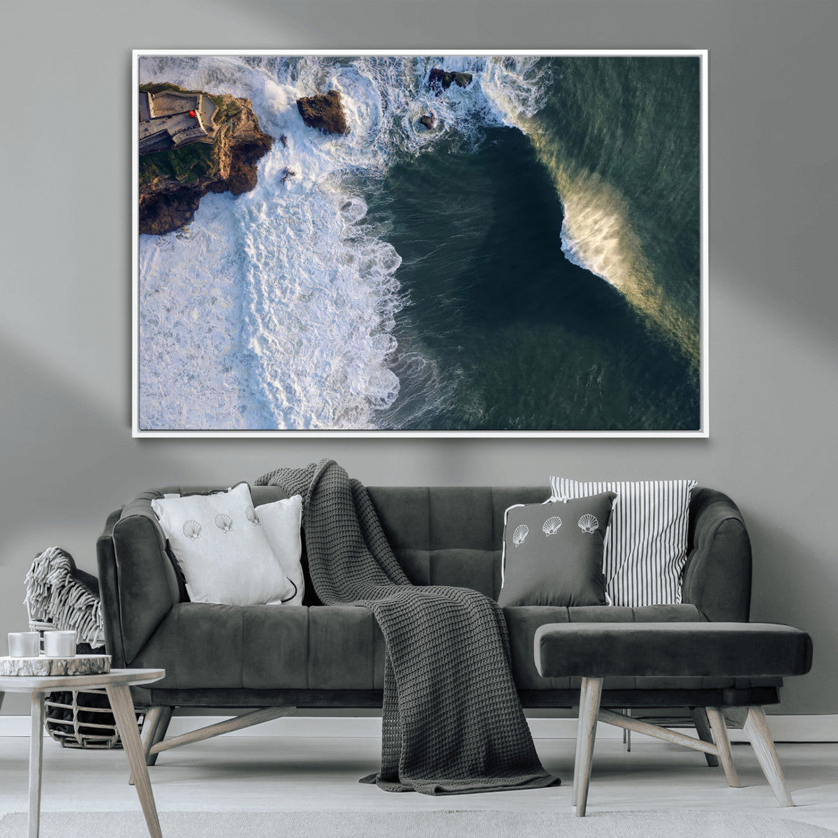 Ocean Wave Wall Art | Aerial Coastal View Canvas Artwork