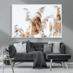 Pampas Grass Wall Art Canvas Print, Framed Neutral Tones Minimalist Boho