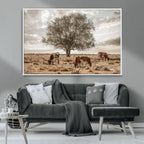 Texas Longhorn Cattle Wall Art, Rustic Western Ranch Canvas