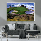 Ocean Cliff Golf Course Wall Art Canvas Print, Waves Crashing, Coastal Golf Landscape