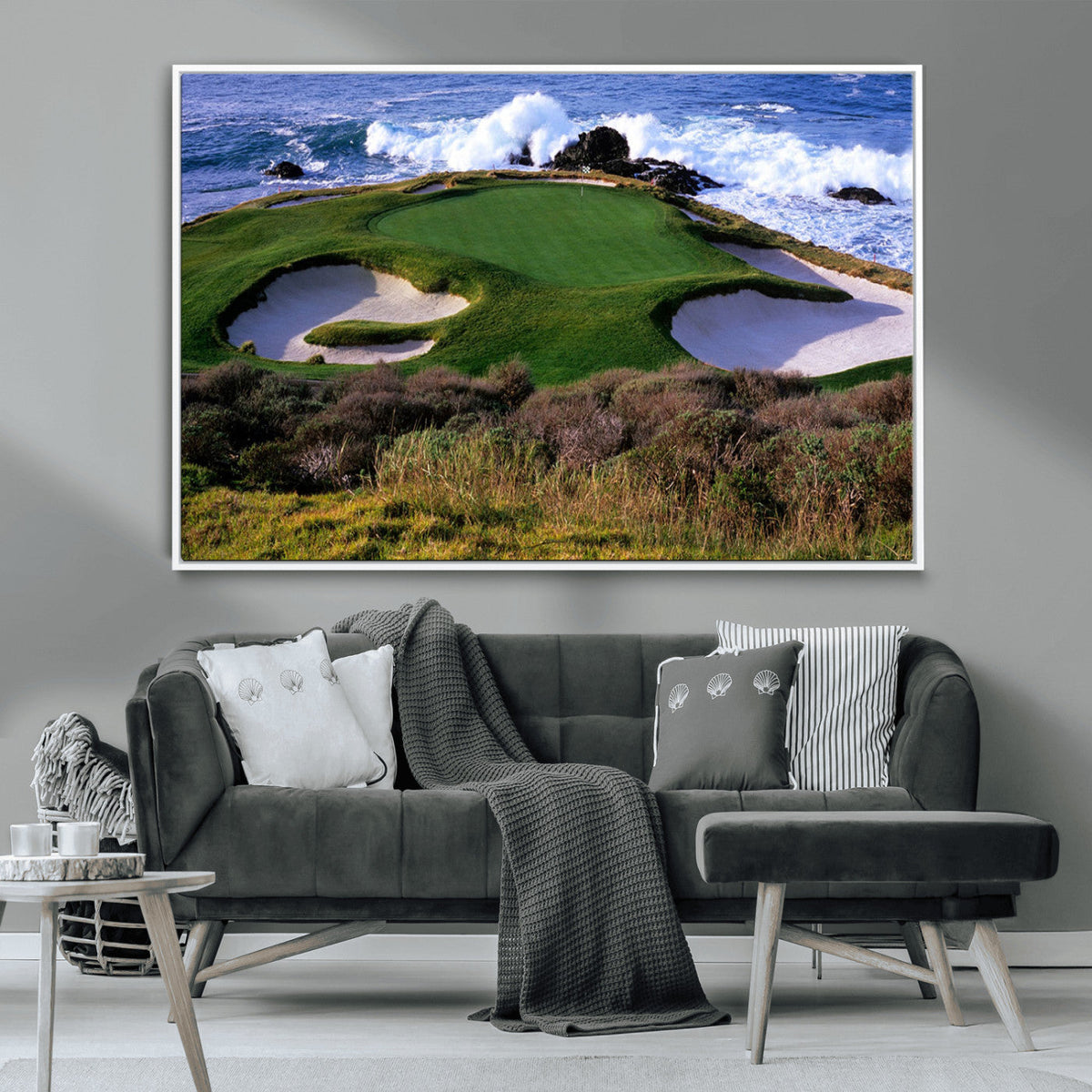 California Pebble Beach Golf Links Wall Art Canvas Print, Iconic Monterey Coastal Golf Course